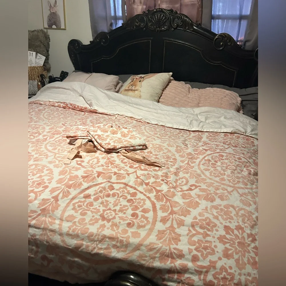 50% off w❤️ POTTERY BARN LINEN COTTON ANA MEDALLION KING DUVET COVER 2 SHAMS